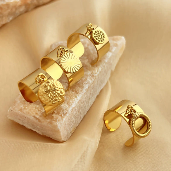 Wholesale Pendant Ring Stainless Steel Heart Geometric Electroplating Design