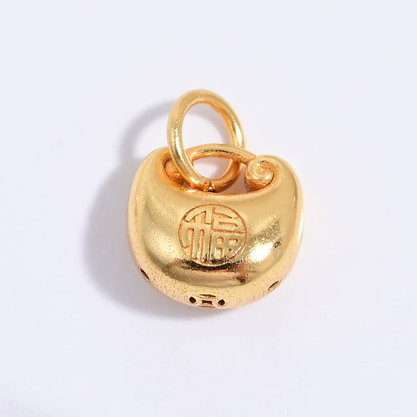 Wholesale Pendant Silver 925 Sterling Geometric Handmade Electroplated Lucky Bag Lock Bell Diy Braided Rope Accessories