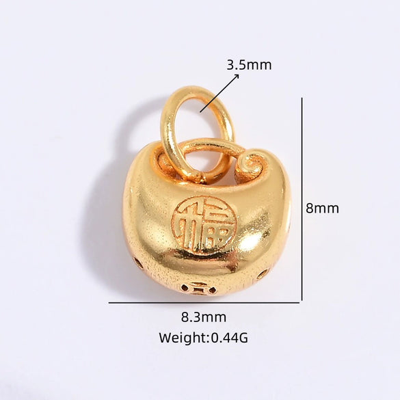 Wholesale Pendant Silver 925 Sterling Geometric Handmade Electroplated Lucky Bag Lock Bell Diy Braided Rope Accessories
