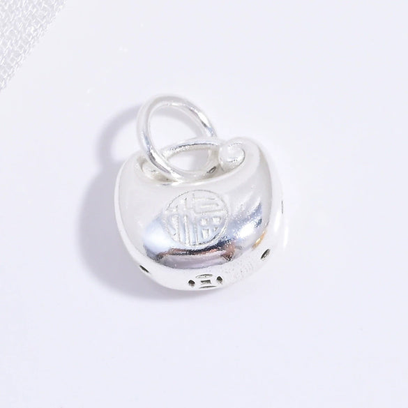 Wholesale Pendant Silver 925 Sterling Geometric Handmade Electroplated Lucky Bag Lock Bell Diy Braided Rope Accessories