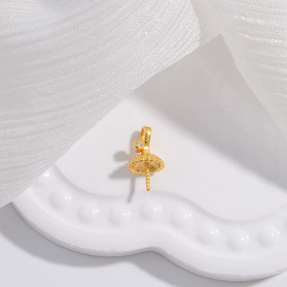Wholesale Pendant Silver 925 Sterling Silver Minimalist Trumpet Shape Zirconia Inlaid Insect Big Hat Design