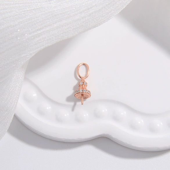 Wholesale Pendant Silver 925 Sterling Silver Minimalist Trumpet Shape Zirconia Inlaid Insect Big Hat Design