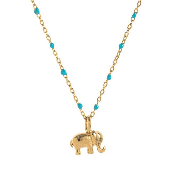 Wholesale Pendant Stainless Steel Elephant Mushroom Bead Chain Geometric Style Vacuum Plated 18K Gold Color