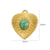 Wholesale Pendant Stainless Steel Inlaid Natural Stone Heart Shape Embossed Electroplated Retro Fashion