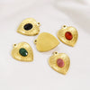 Wholesale Pendant Stainless Steel Inlaid Natural Stone Heart Shape Embossed Electroplated Retro Fashion
