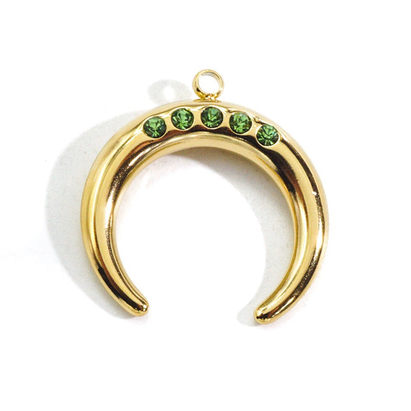 Wholesale Pendant Stainless Steel Zircon Inlaid Colored Diamond Moon Shape Electroplating Process