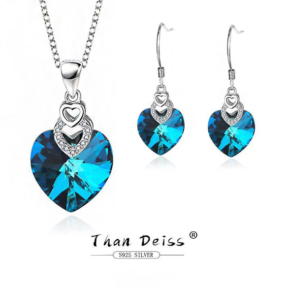 Wholesale Pendant Sterling Silver 925 Inlaid Austrian Crystal Heart Shape Simple Style