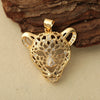 Wholesale Personality Animal Leopard Head Hollow Plated Copper Pendant Necklace For Female
