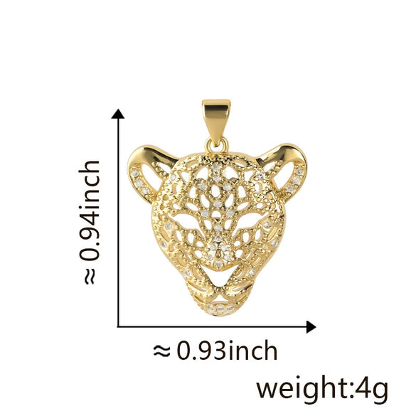 Wholesale Personality Animal Leopard Head Hollow Plated Copper Pendant Necklace For Female