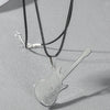 Wholesale Personality Fashion Stainless Steel And Titanium Steel Guitar Music Pendant Necklace With Geometric Pattern And Polishing Treatment Pearl Chain Style Hip Hop Jewelry