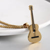 Wholesale Personality Fashion Stainless Steel And Titanium Steel Guitar Music Pendant Necklace With Geometric Pattern And Polishing Treatment Pearl Chain Style Hip Hop Jewelry