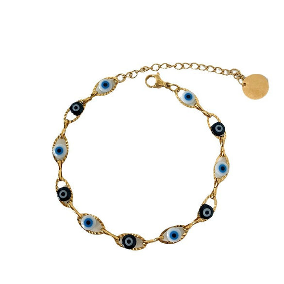 Wholesale Personality Geometric Stainless Steel Goldplated Devil's Eye Bracelet For Women