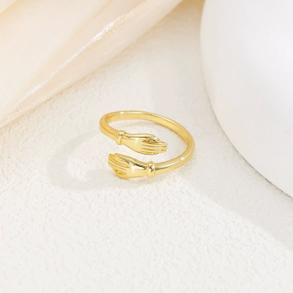 Wholesale Personality Hands Hug Couple Opening Adjustable Copper Ring