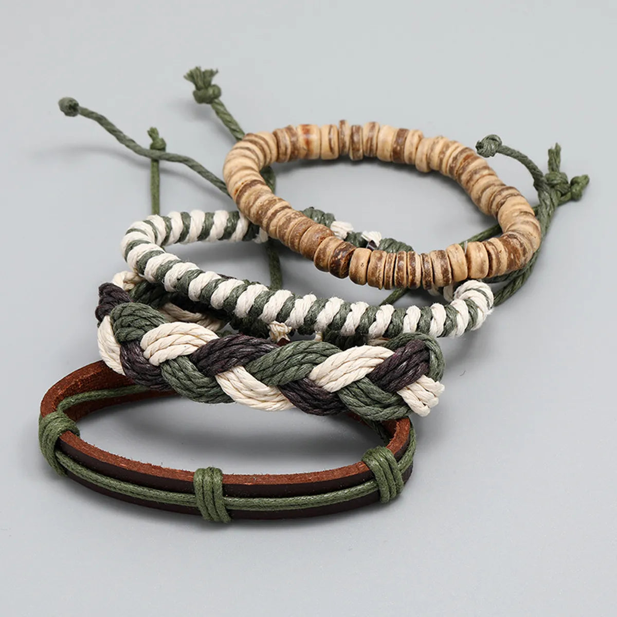 Wholesale Personality Woven Multilayer Hemp Rope Bracelet Bracelet Simple Diy 4-piece Leather Bracelet