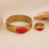 Wholesale Personalized Electroplated Stainless Steel Lip Bracelet And Ring Set