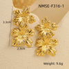 Wholesale Petal Pearl Stainless Steel Earrings With Flower Texture And Electroplating Light Luxury Exaggerated Style For Women