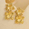 Wholesale Petal Pearl Stainless Steel Earrings With Flower Texture And Electroplating Light Luxury Exaggerated Style For Women