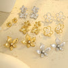 Wholesale Petal Pearl Stainless Steel Earrings With Flower Texture And Electroplating Light Luxury Exaggerated Style For Women