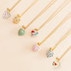 Wholesale Photo Album Necklace Titanium Steel Heart Shape Oil Drop Printing Electroplated Real Gold
