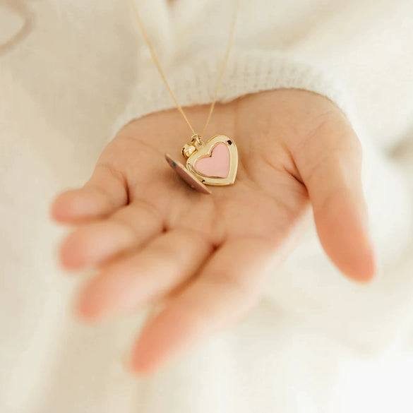 Wholesale Photo Album Necklace Titanium Steel Heart Shape Oil Drop Printing Electroplated Real Gold