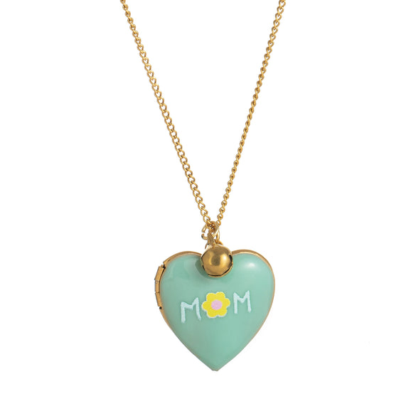 Wholesale Photo Album Necklace Titanium Steel Heart Shape Oil Drop Printing Electroplated Real Gold