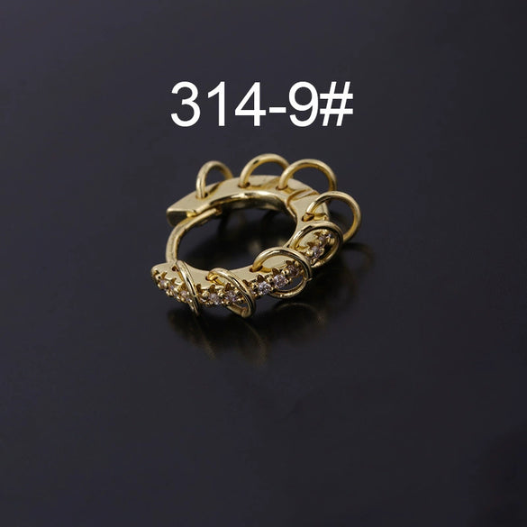 Wholesale Piercing Earrings Copper Inlaid Zircon Rivet Irregular Geometric Electroplating