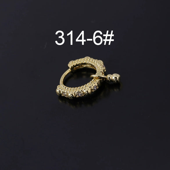 Wholesale Piercing Earrings Copper Inlaid Zircon Rivet Irregular Geometric Electroplating