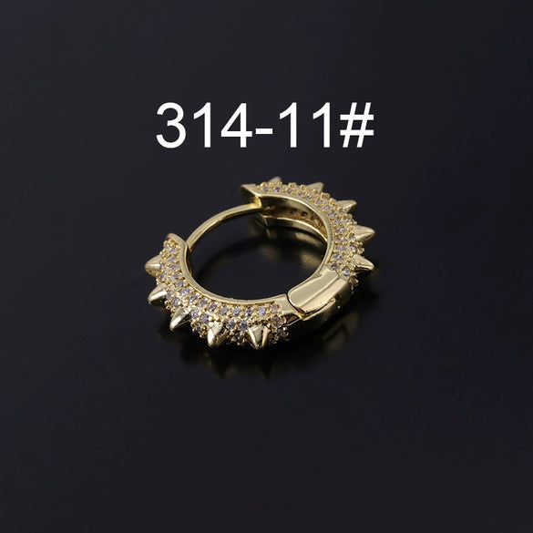Wholesale Piercing Earrings Copper Inlaid Zircon Rivet Irregular Geometric Electroplating
