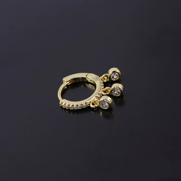 Wholesale Piercing Earrings Copper Inlaid Zircon Rivet Irregular Geometric Electroplating