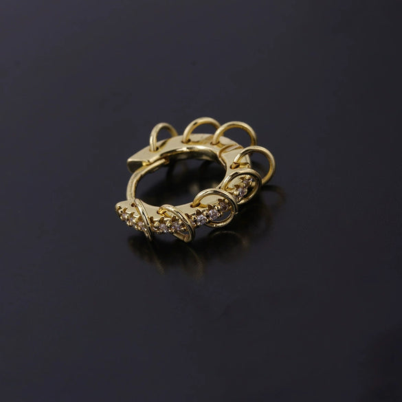 Wholesale Piercing Earrings Copper Inlaid Zircon Rivet Irregular Geometric Electroplating