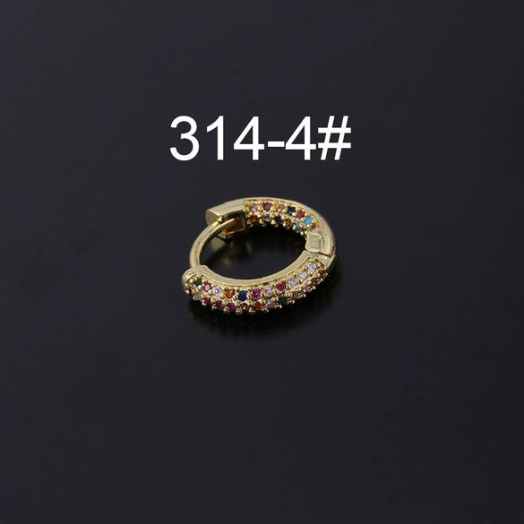 Wholesale Piercing Earrings Copper Inlaid Zircon Rivet Irregular Geometric Electroplating