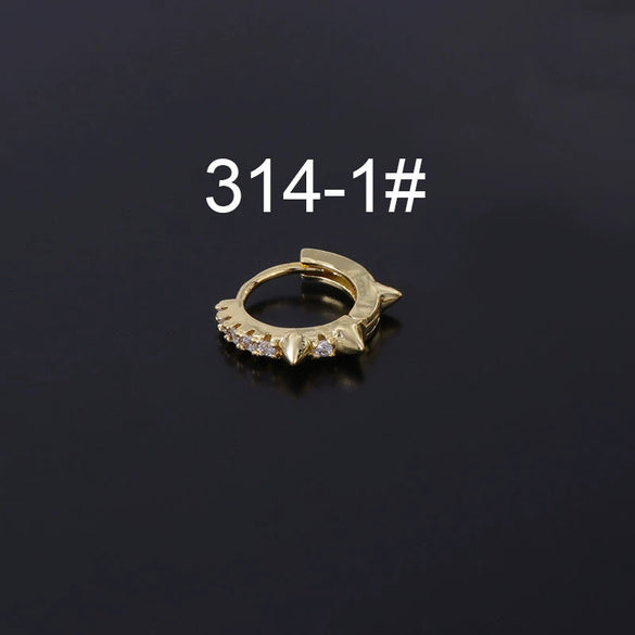Wholesale Piercing Earrings Copper Inlaid Zircon Rivet Irregular Geometric Electroplating