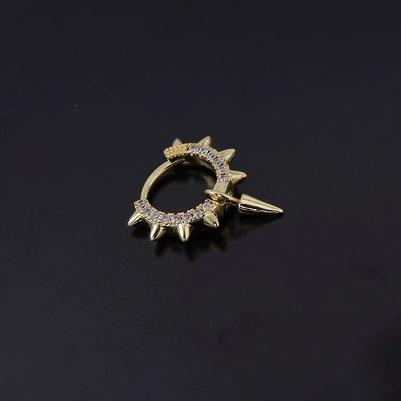 Wholesale Piercing Earrings Copper Inlaid Zircon Rivet Irregular Geometric Electroplating