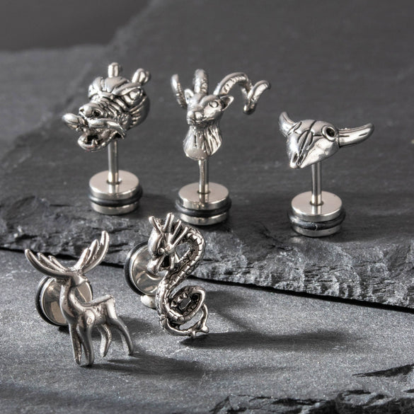Wholesale Piercing Earrings Stainless Steel Casting Animal Punk Style Zodiac Design
