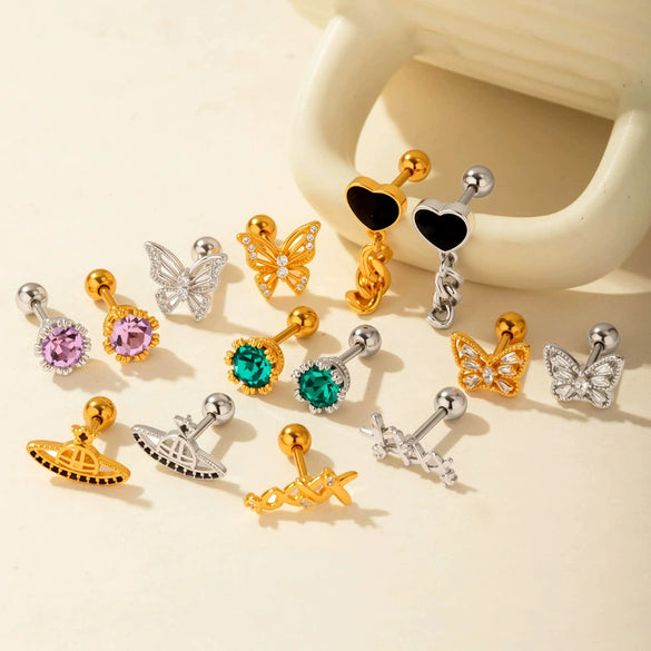 Wholesale Piercing Earrings Titanium Steel Geometric Electroplating For Women