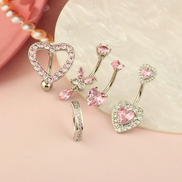 Wholesale Piercing Jewelry Navel Ring Stainless Steel Heartshaped Geometric Electroplating Unisex