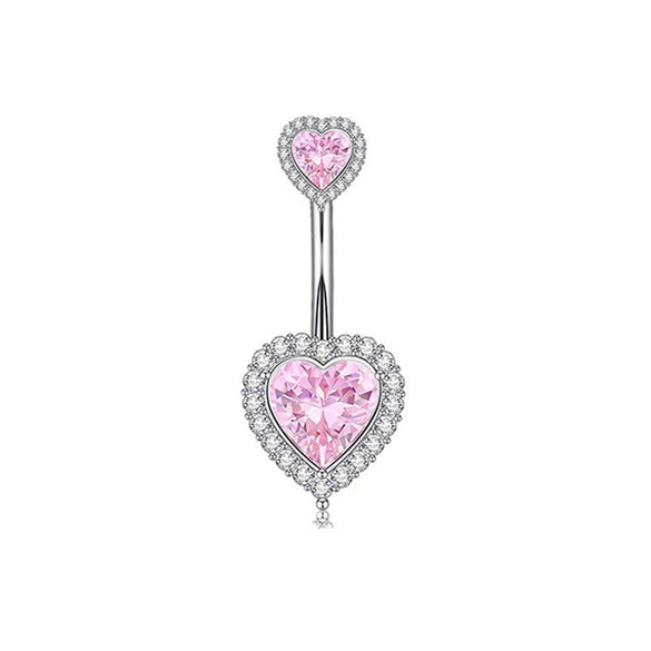 Wholesale Piercing Jewelry Navel Ring Stainless Steel Heartshaped Geometric Electroplating Unisex