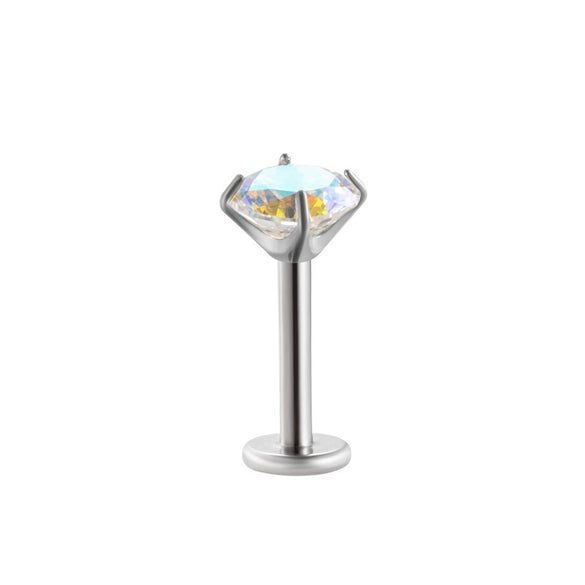Wholesale Piercing Jewelry Titanium Alloy Inlaid With Colorful Zircon Geometric Style Electroplated