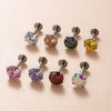 Wholesale Piercing Jewelry Titanium Alloy Inlaid With Colorful Zircon Geometric Style Electroplated