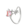 Wholesale Pink Love Opening Ring For Women Alloy With Micro Inlaid Zircon Heart Shaped Design