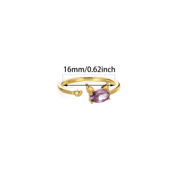 Wholesale Pink Zircon Geometric Copper Ring With Electroplating Unisex And Sweet Personality Open Design