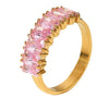 Wholesale Pink Zircon Ring In Ins Style Stainless Steel Geometric Shape Electroplating For Ladies
