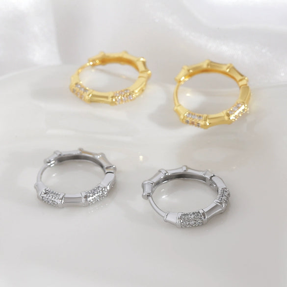 Wholesale Plain Hoop Earrings For Women Copper Geometric Rhinestones Electroplating
