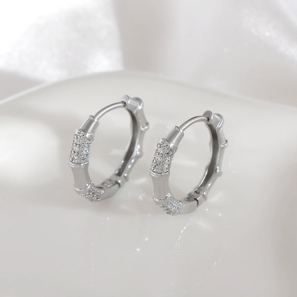 Wholesale Plain Hoop Earrings For Women Copper Geometric Rhinestones Electroplating