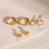 Wholesale Plain Hoop Earrings With Zircon Stainless Steel Geometric Style Electroplated