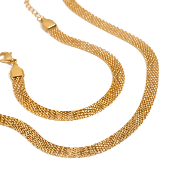 Wholesale Plain Jewelry For Women Titanium Steel And Stainless Steel Electroplated Ring Necklace And Bracelet With Geometric Style