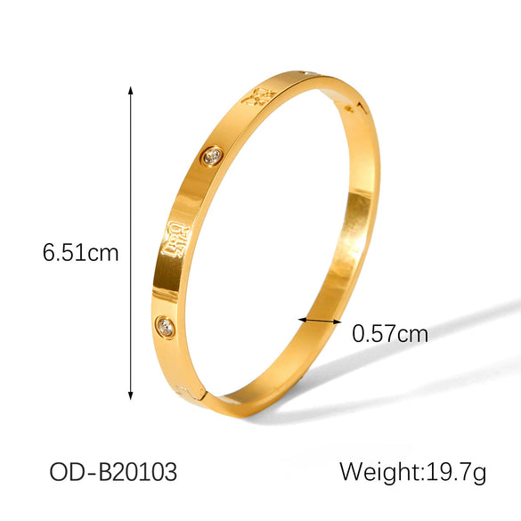 Wholesale Plain Stainless Steel And Titanium Steel Ring Bracelet For Women With Pvd Vacuum Plating Light Luxury Style Non Fading Waterproof Anti Oxidation And Corrosion Resistant