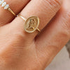 Wholesale Plant Flowers Style Geometric Titanium Steel Open Ring Electroplated With 18K Gold And Zircon Birthstone