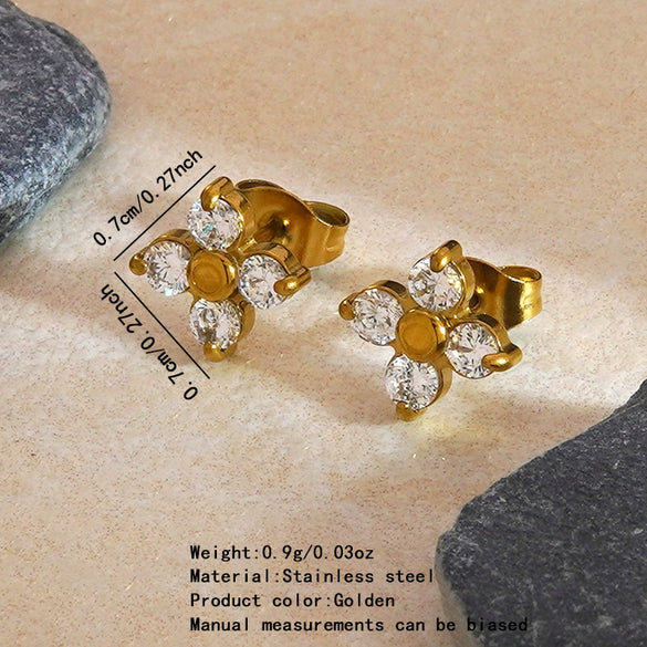 Wholesale Plants Flowers Pattern Stainless Steel Electroplated Women's Earrings Necklace And Bracelet Set Accessories