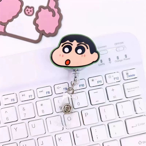 Wholesale Plastic Acrylic Nurse Badge Pendant Retractable Buckle Holder For Student School Bag With Cartoon Style